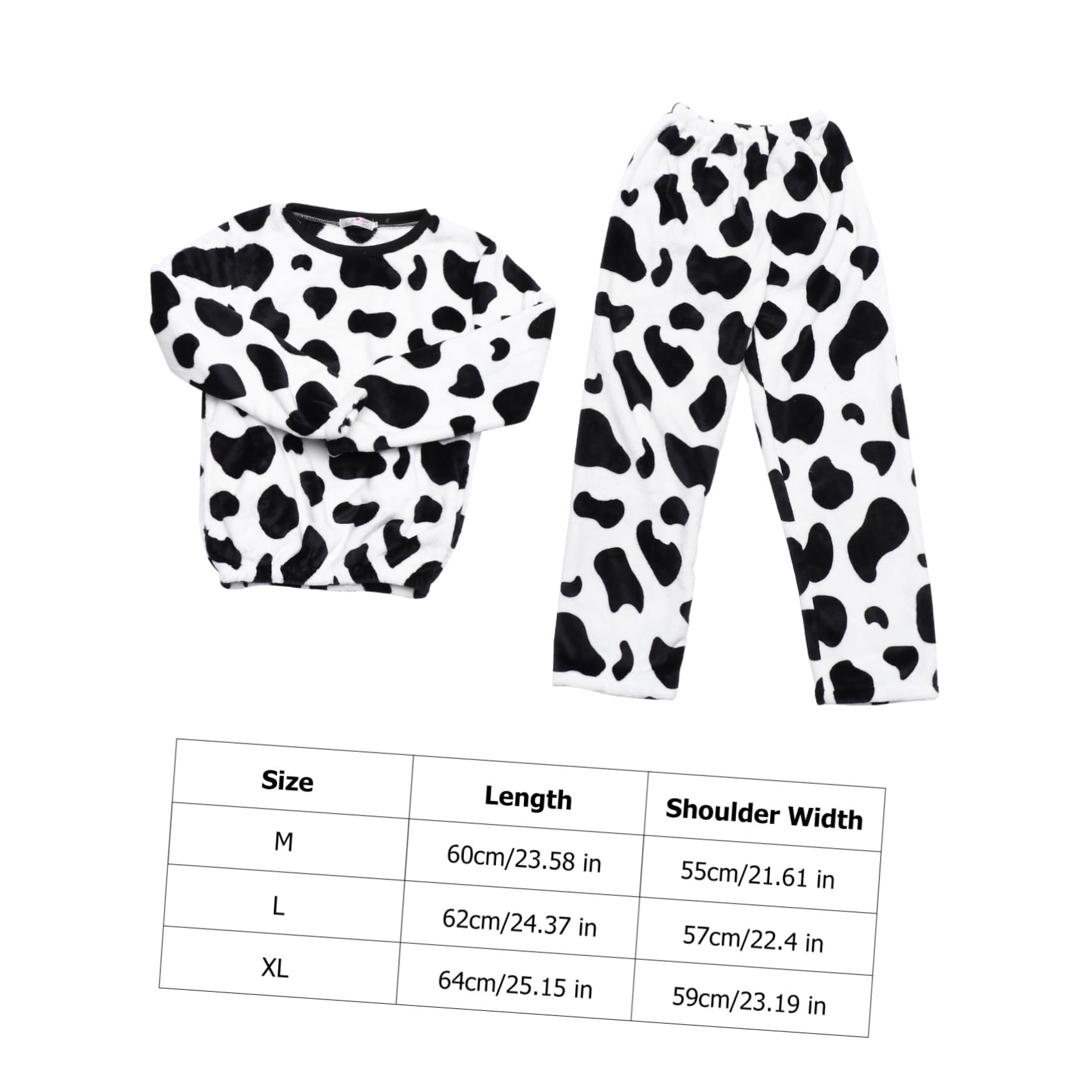 Uonlytech Pigiama Donna Invernale Set da Spesso e Confortevole Maniche Lunghe Caldo in Flanella Design Animale Mucca per Ragazze per Casa Autunno e Inverno