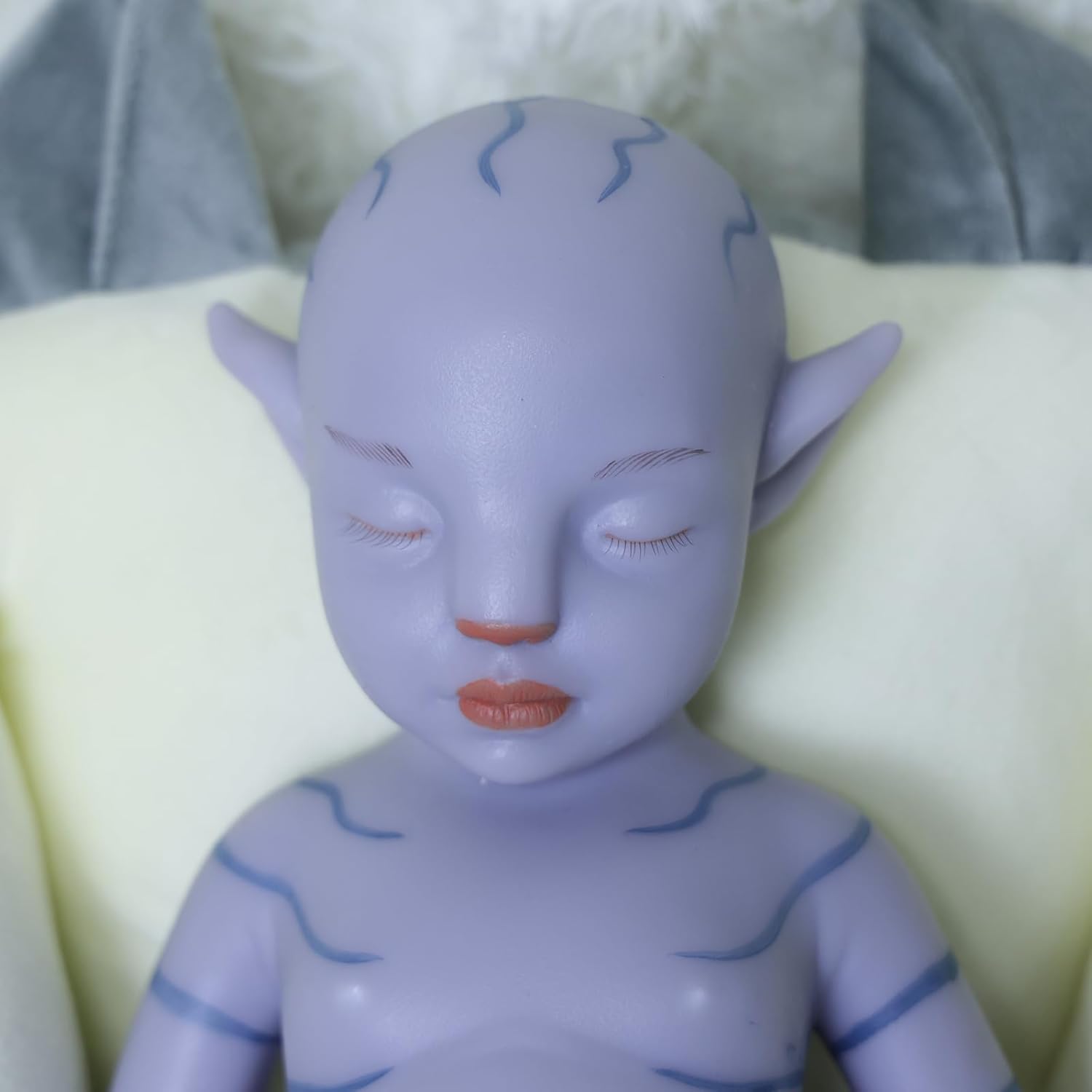 AISITE Full Silicone Baby Doll Boy 18 Inch - Reborn Baby Dolls Silicone Full Body with Ears, Tail and Blue Skin Tone (Blue)