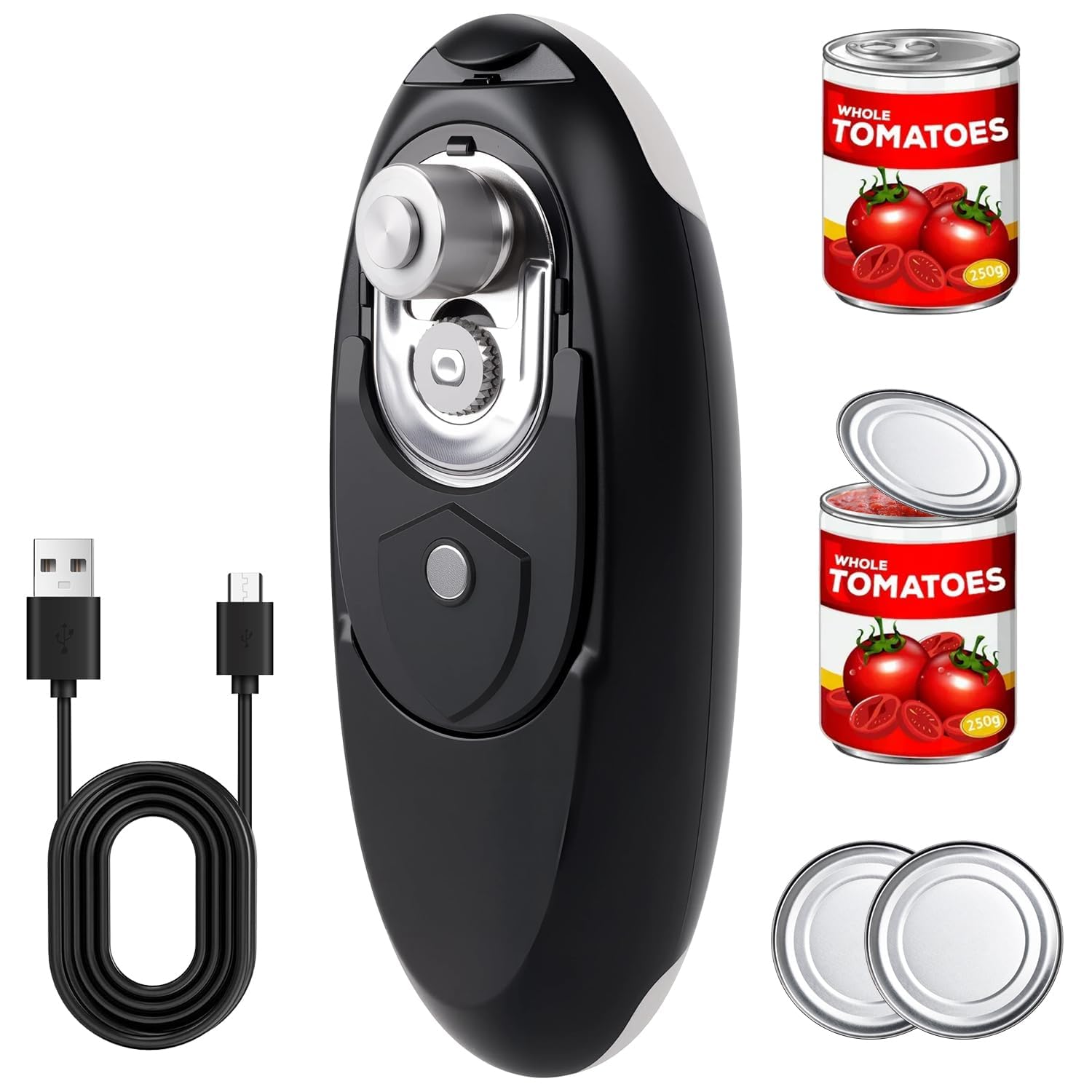 Apriscatole Elettrico Apriscatole con Lato Liscio Apriscatole Latta Strumento da Cucina Portatile Pratica Bottiglia Barattolo Automatica Bottiglia con Lato Liscio Facile da Usare