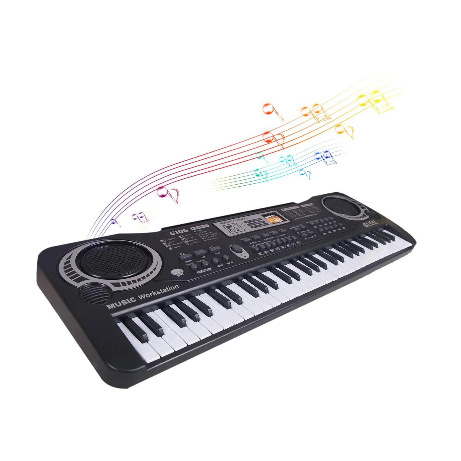 Elektroniczny Instrument Fortepianowy Profesjonalny Elektroniczny Keyboard Dla Początkujących 61 Klawiszy Czarny Cyfrowy Instrument Muzyczny