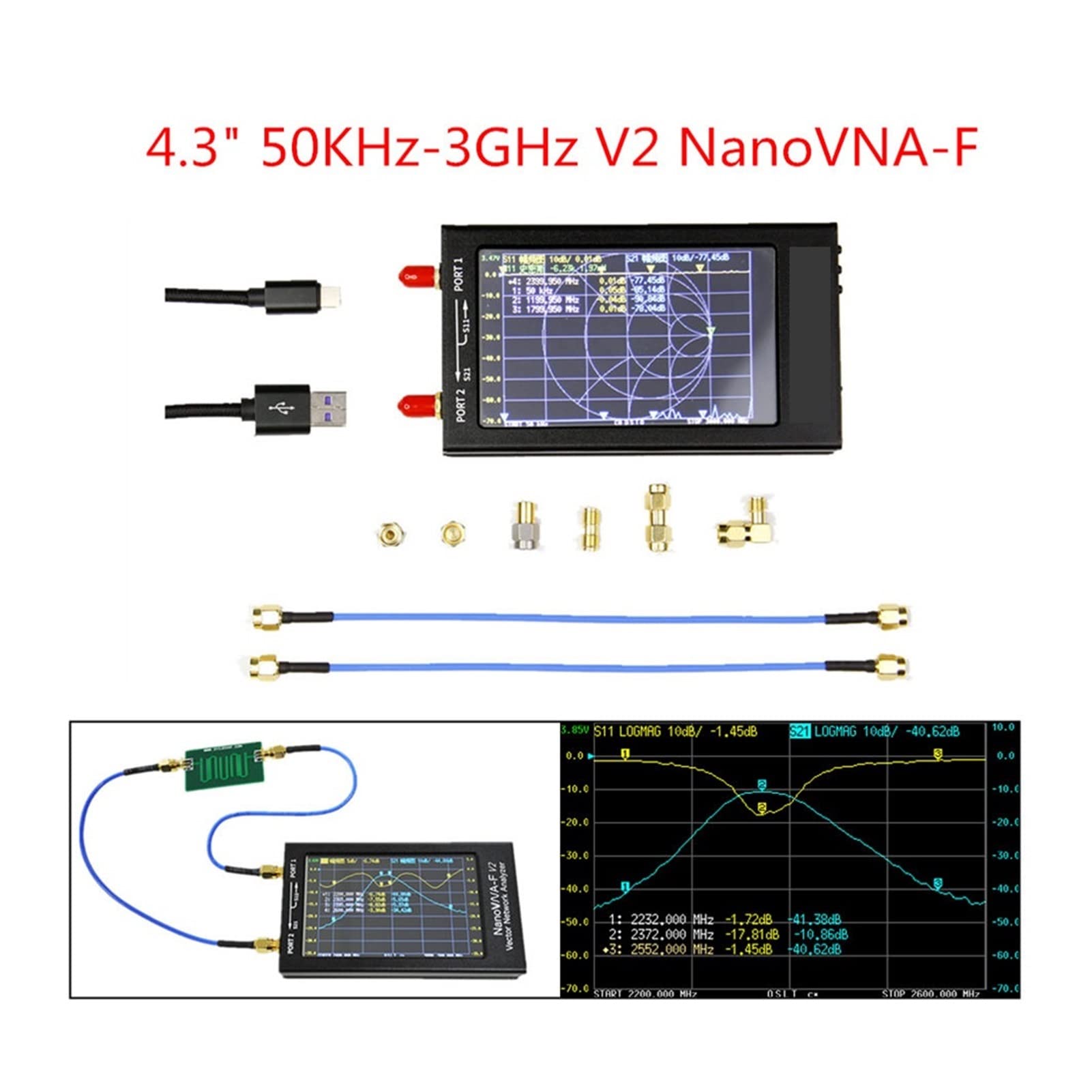 Analizador de Espectro, Analizador de red vectorial 3G S-A-A-2 VNA V2 Vector Network Analyzer digital VNA Ensayador Mf hf VHF UHF USB Analizador de antena lógica onda estacionaria