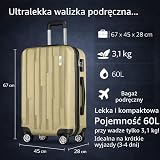 POSH Walizka z Tworzywa ABS L, Kolor Złoty – Zamek Szyfrowy | kółka obracające się o 360°, na krótkie wycieczki i długie
