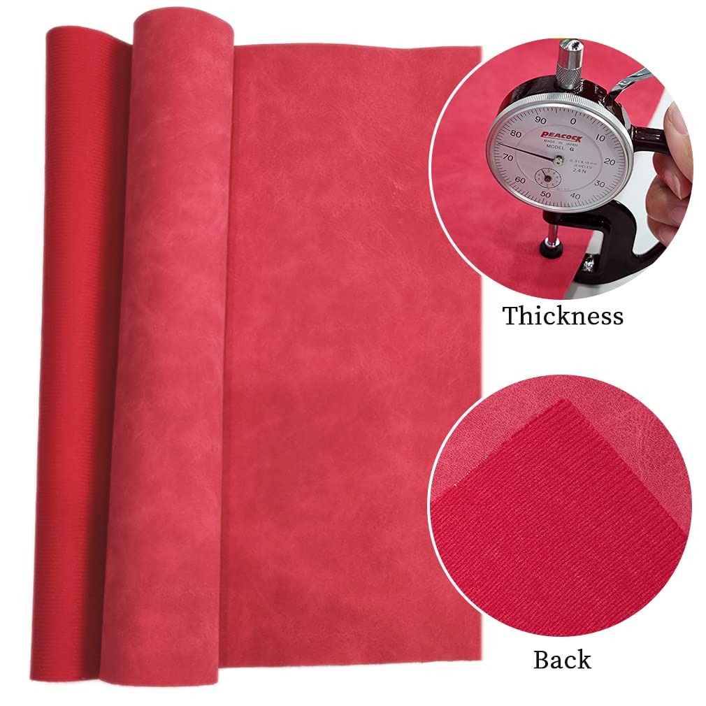 XHT Suede Faux Leather Fabric 30x135cm Waterproof Synthetic PU Leather for Earrings Pouches Hair Bows Making (Red) - Image 3
