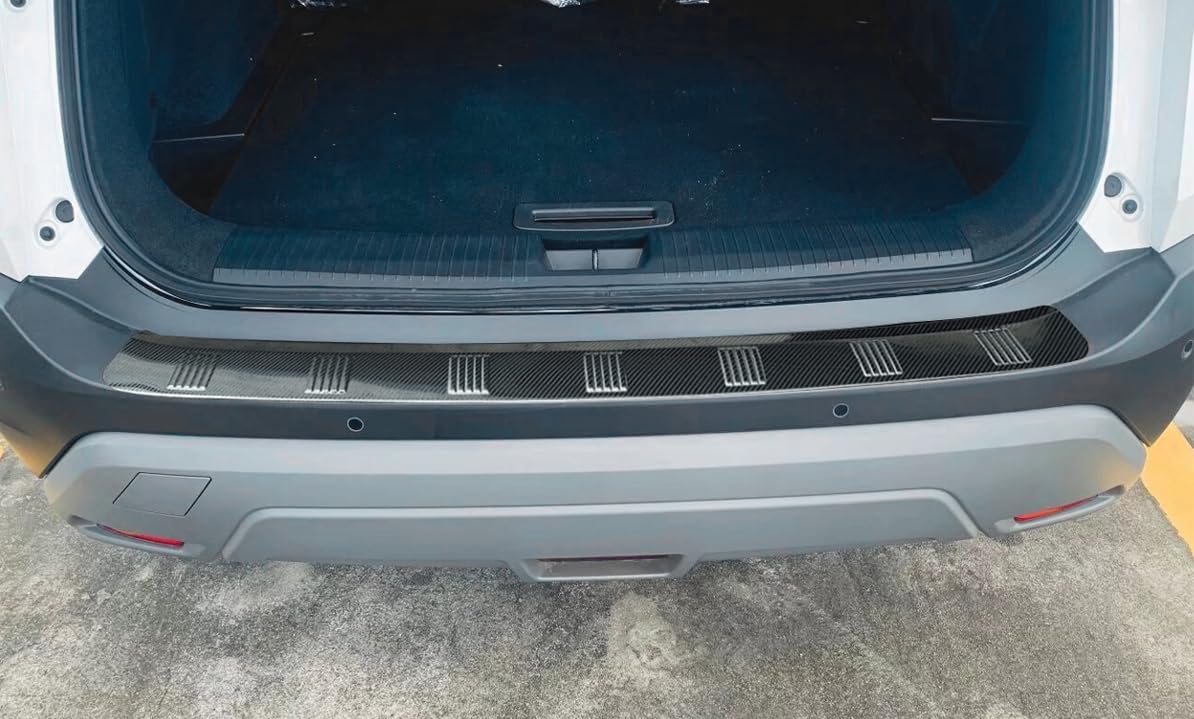 Car Accessories Rear Outside Bumper Sill Plate Guard Cover Trim Compatible with Nissan New Rogue 2021 2022 2023 2024 2025 2026 (Outside:Carbon Fiber Style) 1PCS Stainless Steel