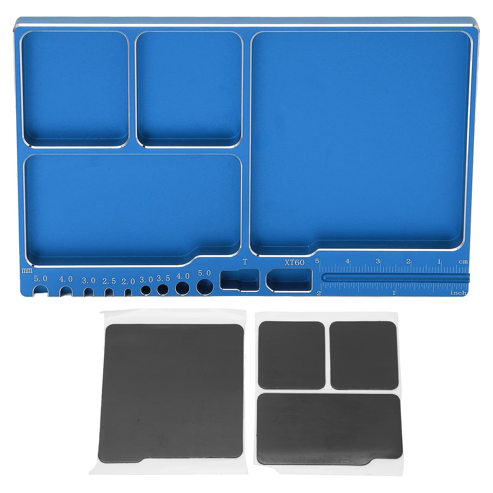 EIMSOAH Magnetic Screw Tray, RC Aluminium Alloy Screw Tray, Adsorption Widely Used Magnetic Parts Tool Tray for RC Model Toy Repair Mat Electronic Repair Kit Tool Organizer (Blue)