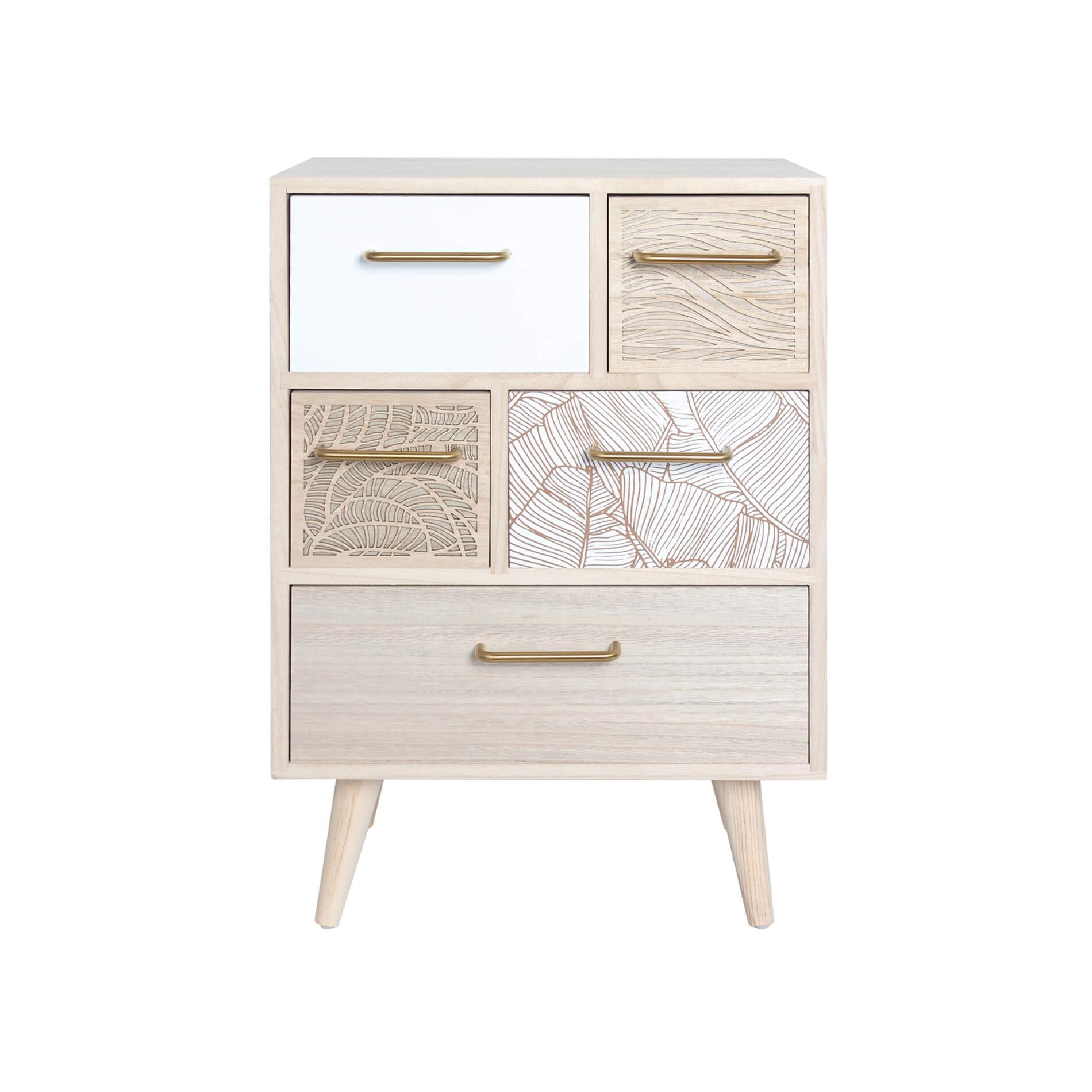 Rebecca Mobili Mueble con 5 Cajones, Mueble Ahorro de Espacio, Madera MDF, Marrón Claro, Estilo Escandinavo, para Baño Entrada Habitación - Dimensiones AxAnxFon: 58 x 40 x 29 cm - Art. RE6914
