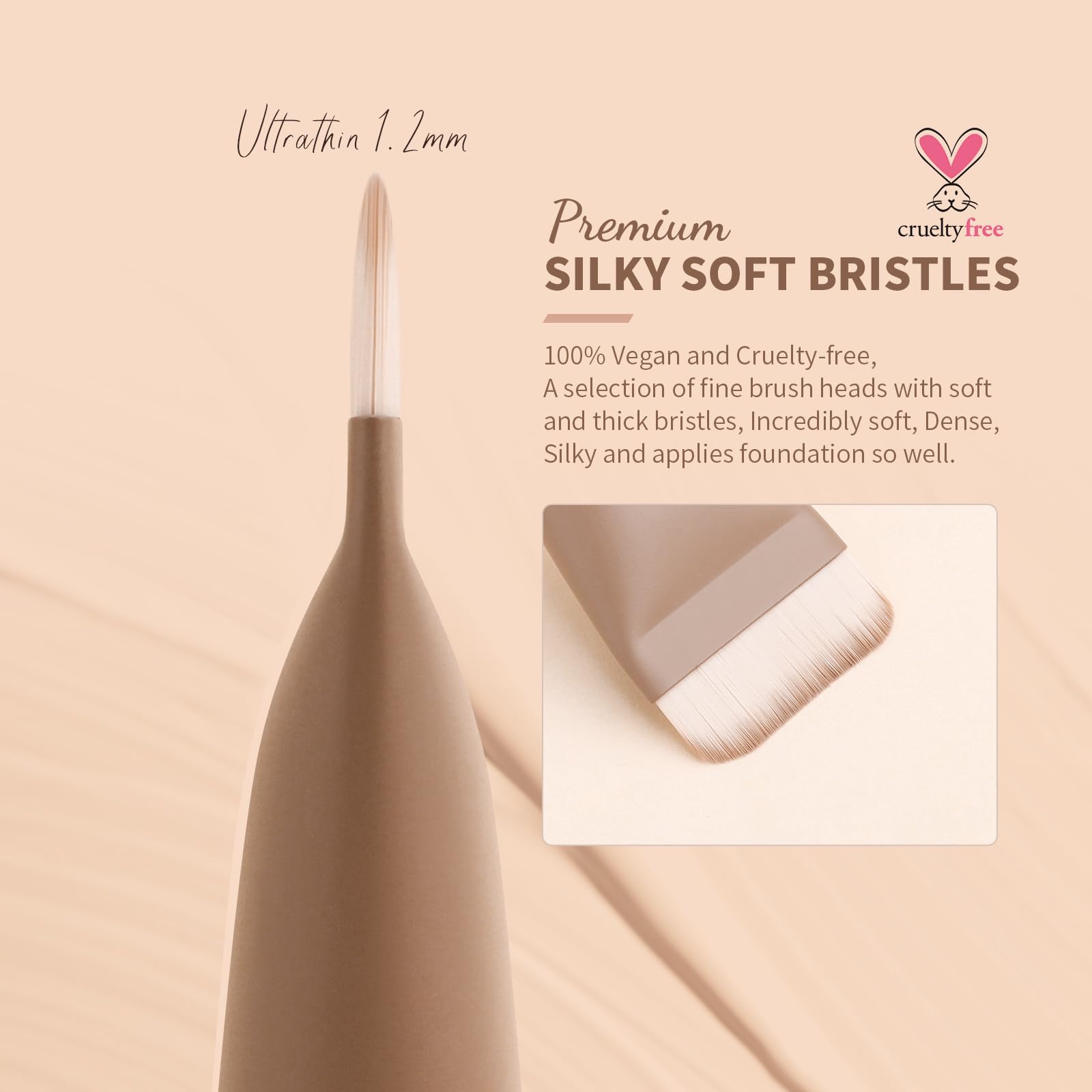 Docolor Brocha Plana para Maquillaje Líquido, Brocha Ultrafina Facial Profesional Premium para Base Líquida y Cremas, Herramienta de Korean Maquillaje Facial Delgada con Diseño Plano, Color Caqui