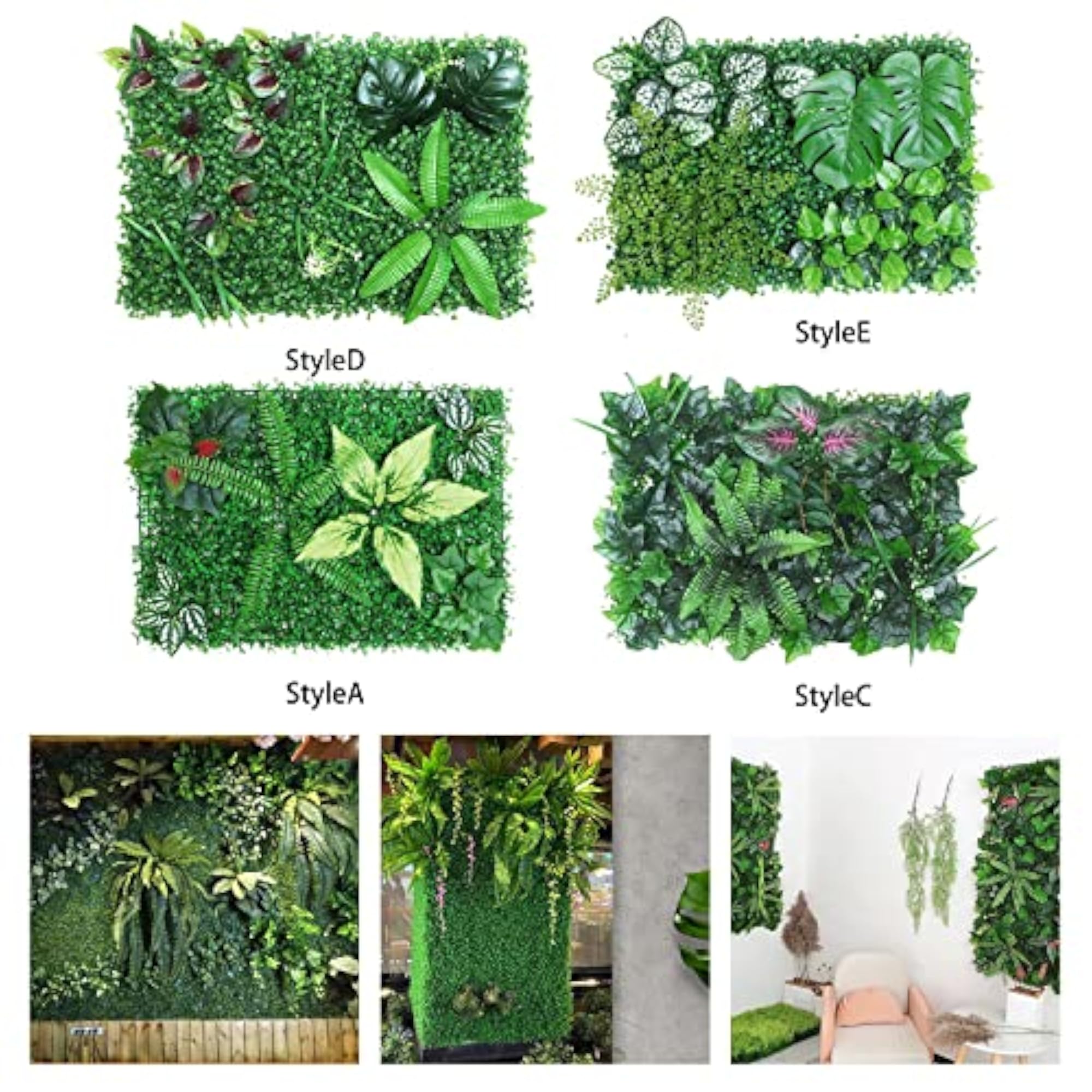 Artificial Plants Wall Topiary Greenery Mat Wall Backdrop Decor 40X60cm