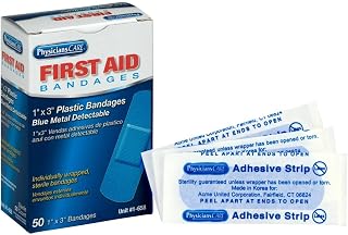 First Aid Only 1-658 Plastic Bandages, Blue Metal Detectable Bandages, 1 x 3 Inch, 50 Count