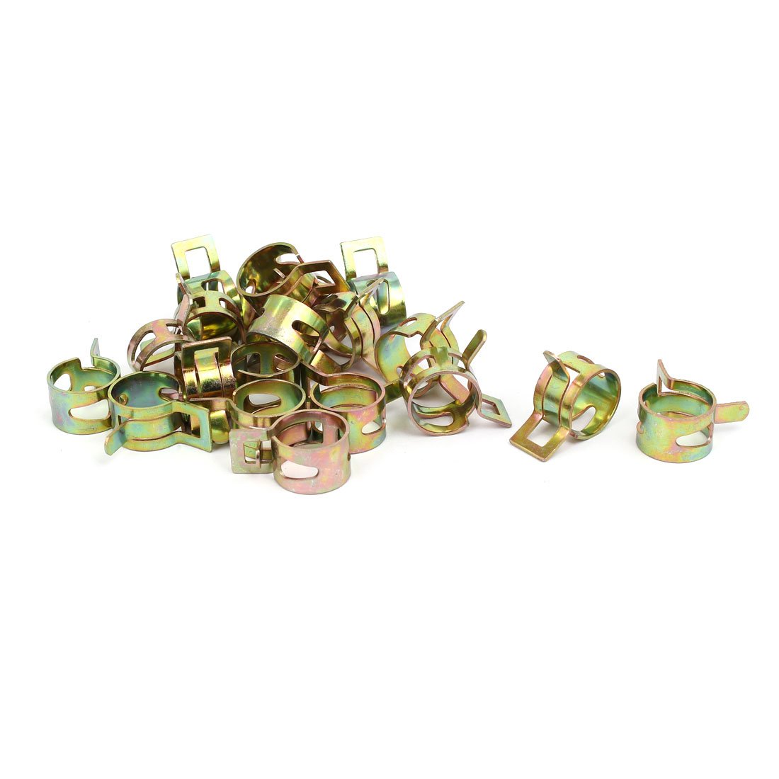 Aexit 13.5mm Inner Clamps Dia Yellow Zinc Plated Water Pipe Fuel Line Hose Clamps Strap Clamps Clips 20pcs