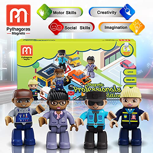 Magnetic Figures Set Of 4 –Toddlers Action Toy People, Magnetic Tiles Expansion Pack For Boys And Girls – Educational Stem Toys Add On Sets For Magnetic Blocks Professionals Edition #TOP3