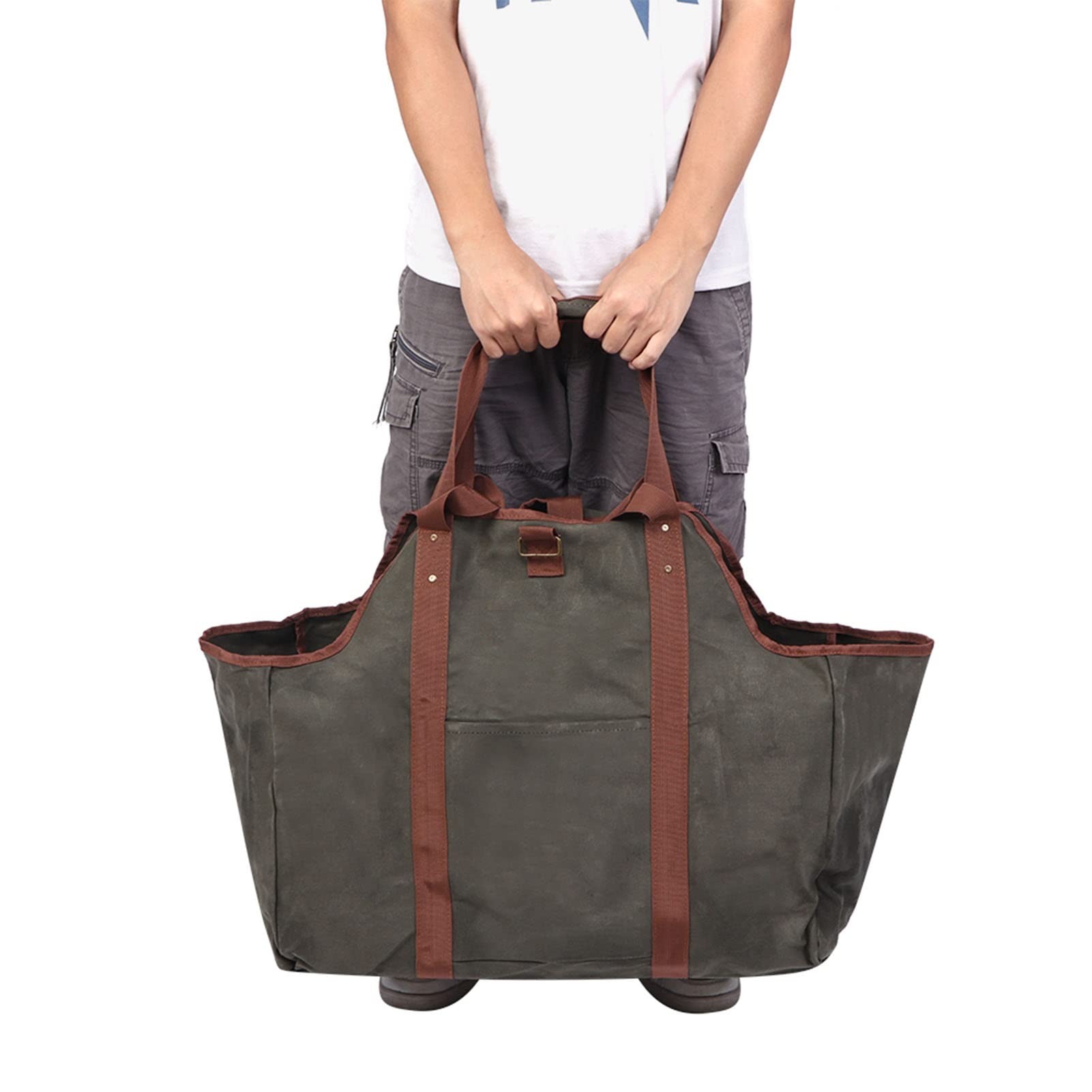 Borsa grande per trasportare legna da ardere, borsa per legna da ardere, borsa in tela cerata per legna da ardere