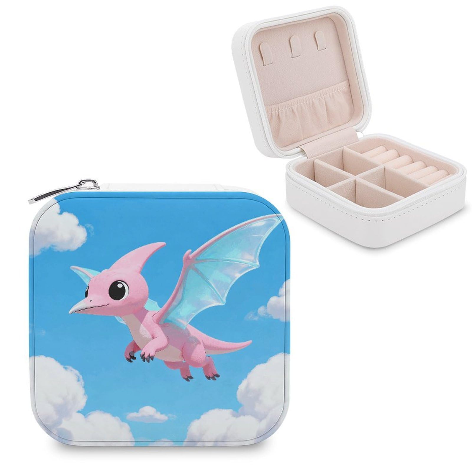 LZQPOEAS Dinosaur Jewelry Box, PU Patterned Storage Case, Portable Travel Jewelry Organizer Box for Storing Rings, Pendants, Earrings, Necklaces, And Women's Specialized