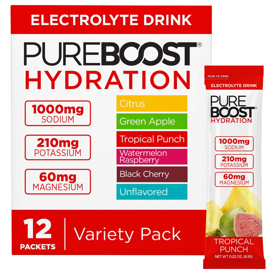 Pureboost Sugar-Free Electrolyte Hydration Packets, Variety Pack 12ct