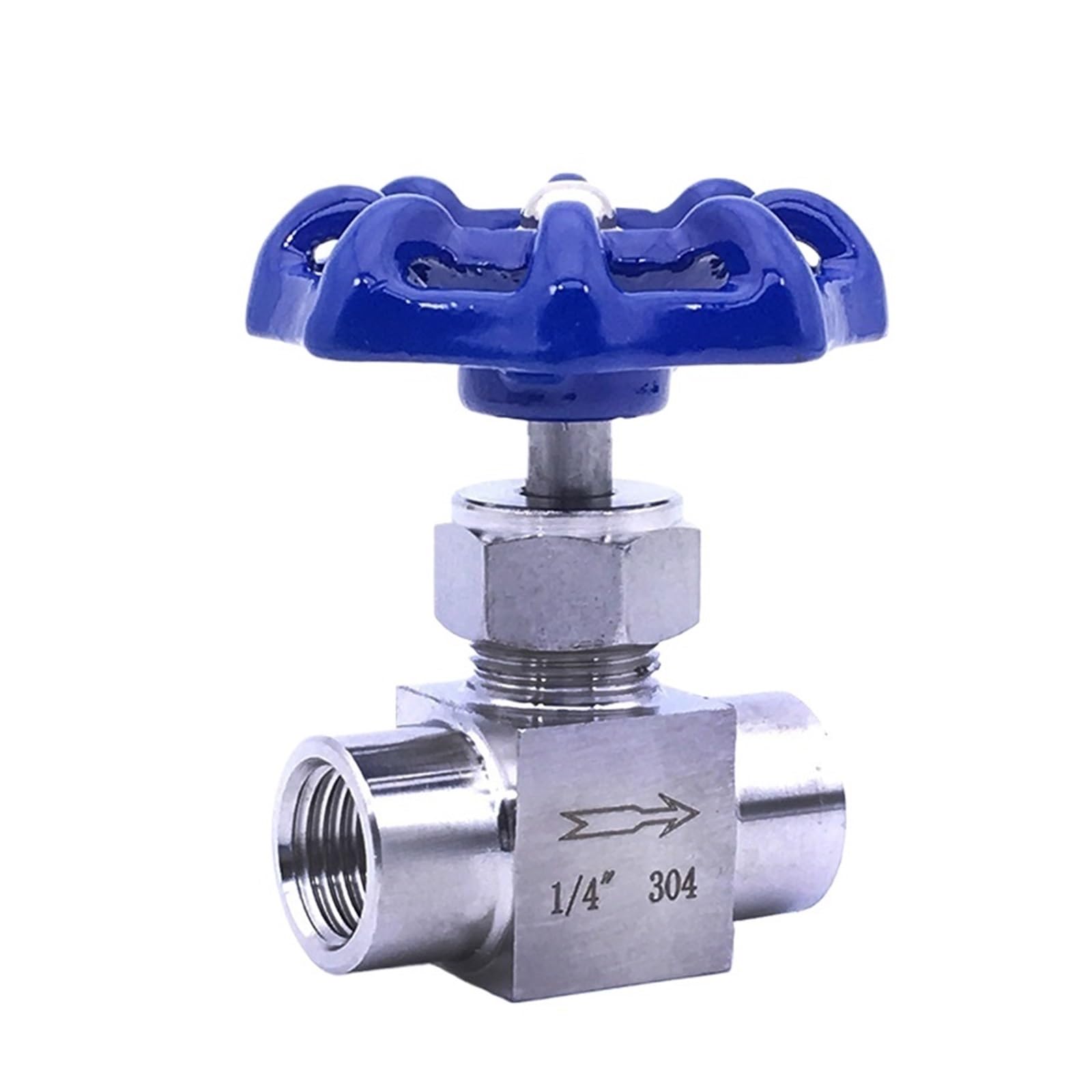 Válvula de Cierre Válvula de Aguja de Acero Inoxidable 1/8" 1/4" 3/8" 1/2" Válvula reguladora de caudal Válvula de Globo con Rosca Hembra(1/8",G_Blue Handle)