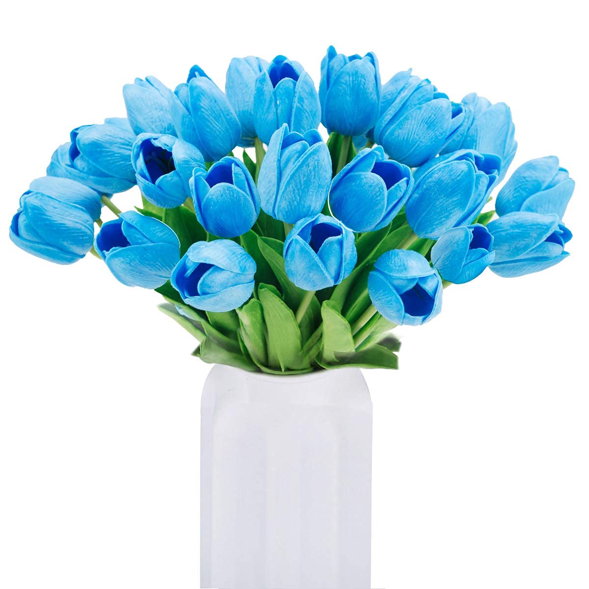 Haoshics Blue Artificial Tulips Fake Holland Tulip Real Touch Bouquet Flowers Latex Tulips For Wedding Home Hotel Party Garden Decor, Multicolor 10Pcs (Blue)