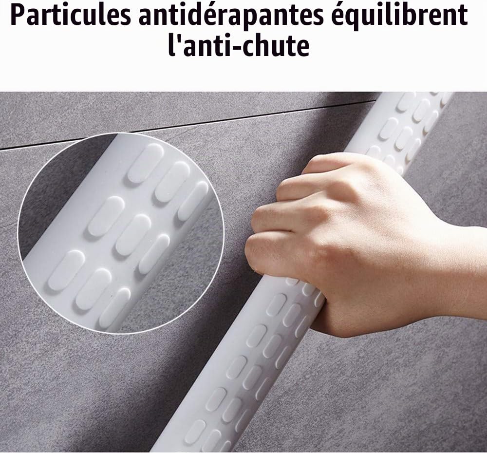 135° Barre D'appui Douche pour Baignoires Acier Inoxydable PVC Barre de Maintien pour Handicapés et Les Personnes âgées WC 40 * 60cm