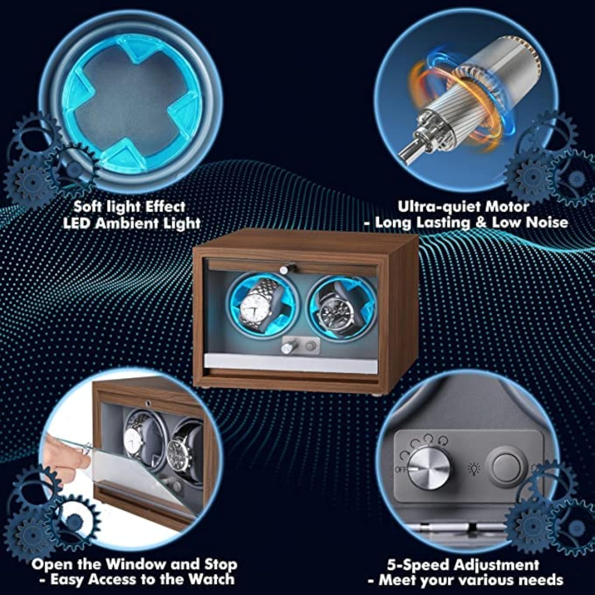 Watch Winder for Automatic Watches with LED Lights