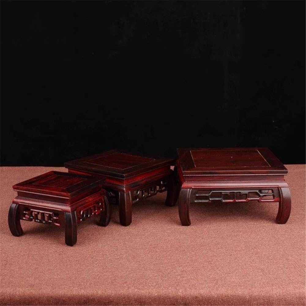 Stojak na rośliny Redwood Rzeźba Kwadratowa Podstawa Bonsai Domowy Wazon Czajnik Stojak Dekoracja Stojak na rośliny (Średni)