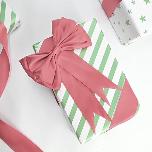 Miniatura 762 de Cinta de satén verde esmeralda de doble cara de 1-1/2 pulgadas x 50 yardas, cinta de poliéster verde esmeralda para envolver regalos, muy adecuada