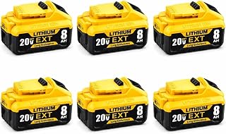 2-Pack 8.0Ah 20V Battery Replacement for Dewalt 20V Lithium Battery Compatible with Dewalt 20 Volt DCB200 DCB201 DCB203 DCB204 DCB205 DCB206 DCD DCF DCG Series Cordless Power Tools