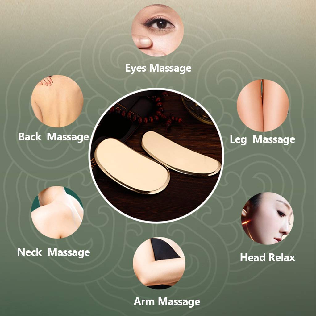 YXCKG Gua Sha Tools, Plato de Masaje de Cobre Puro, Herramienta de Cuidado de la Salud Corporal, Set de Belleza para Masaje Facial tonificante, Gua Sha Board para Cara, Ojos, Cuello