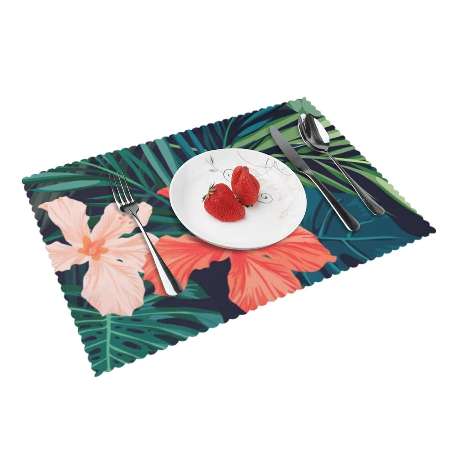 Tropical plants Printed Placemats Set of 4 PCS Washable Placemat for Kitchen Table Heat-resistant Table Mats 45x30 CM