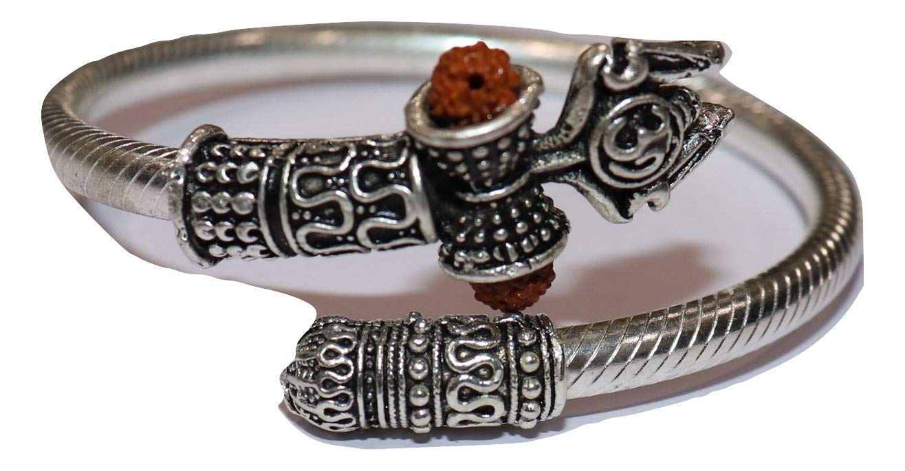 RELIABLE Rudraksha Shiv Trishul Damroo BRACELET || Bahubali OM Mahakal Kada Open Kadas Mahadev Bracelet || Silver Oxidised Plating Brass Kada for Men || RAKHI KADA || OM NAMAH SHIVAY BRACELET (B08Y56H5CD) Amazon Price History, Amazon Price Tracker