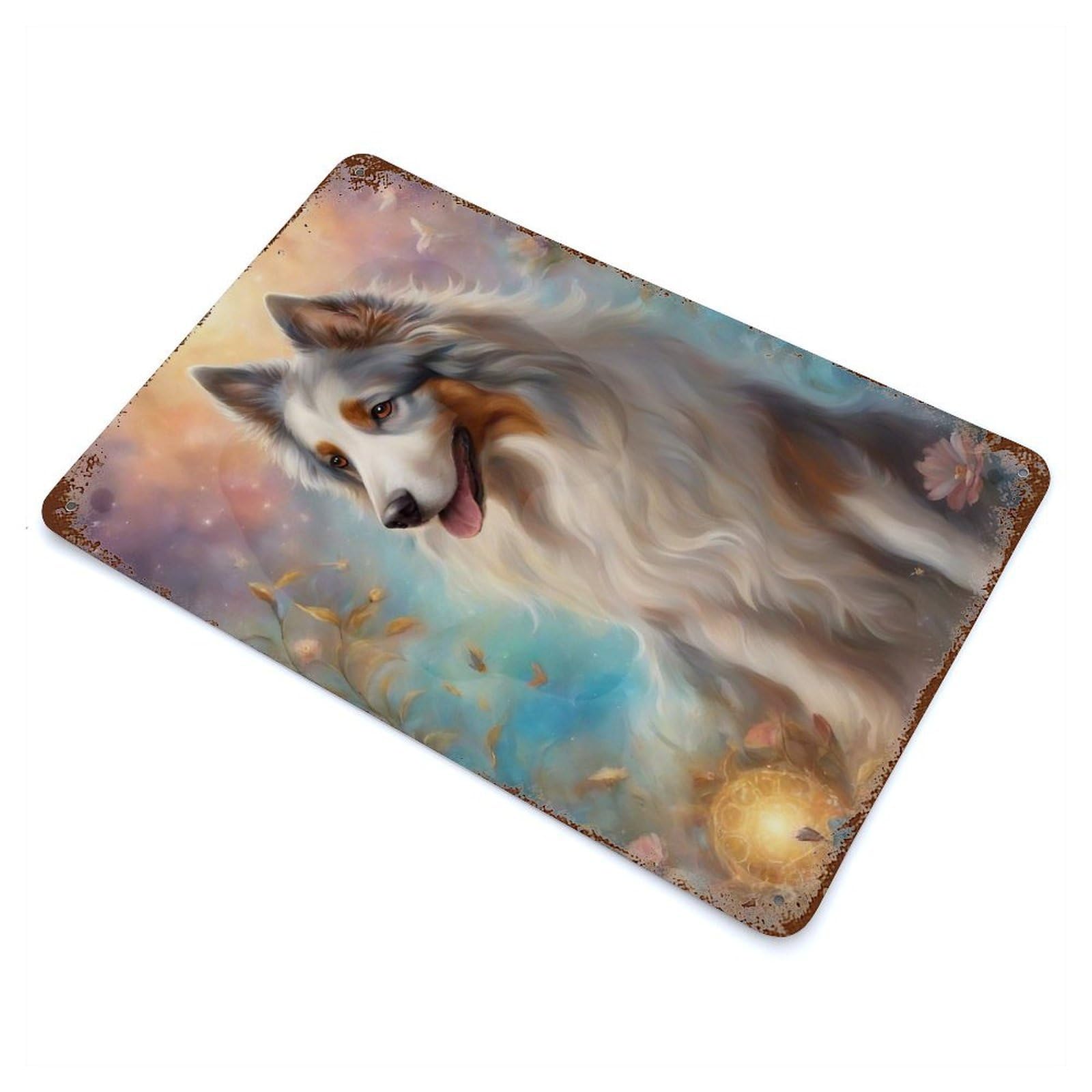 Dog00076 Distressed Metal Wall Sign 11.8"x7.9", for Farmhouse, Kitchen And Entryway Decor, Rustic Home Decor