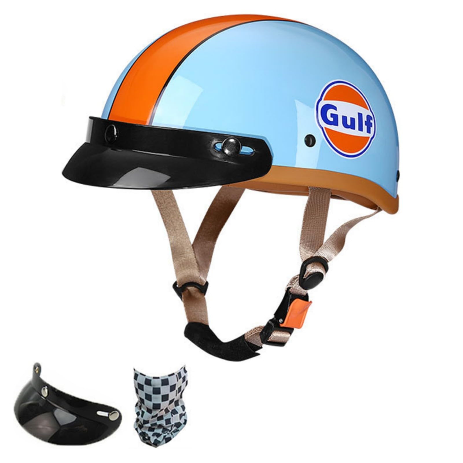 Kask motocyklowy Vintage otwarty ECE 22.06 homologowany retro półkask z wizjerem, unisex kask motocyklowy do roweru wyścigowego, skutera, motoroweru