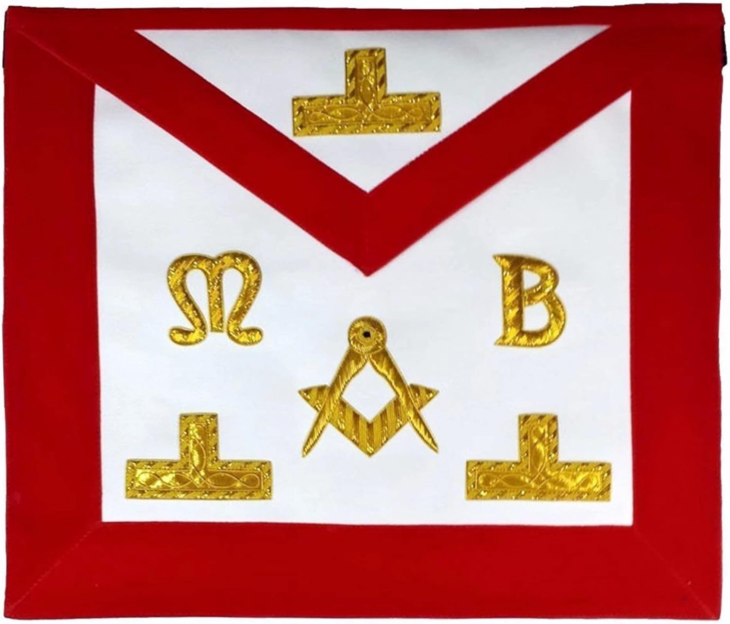 Bricks Masons Master Mason Blue Lodge Apron - Red Velvet with Golden Bullion And Wire