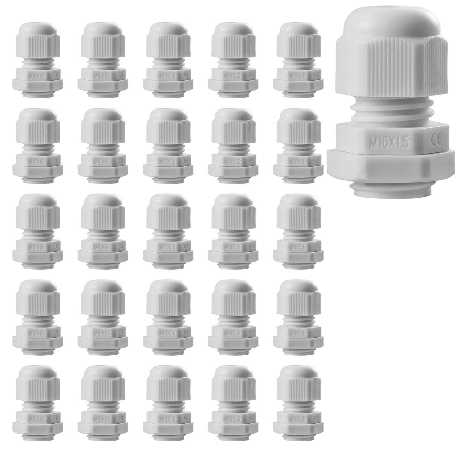 Cable Glands Mixed Set, 26PCS Waterproof Stuffing Glands M16, IP68 Locknut Stuffing Glands for Electrical Boxes Junction Boxes Wall-Mounted Distribution Boxes — image 1