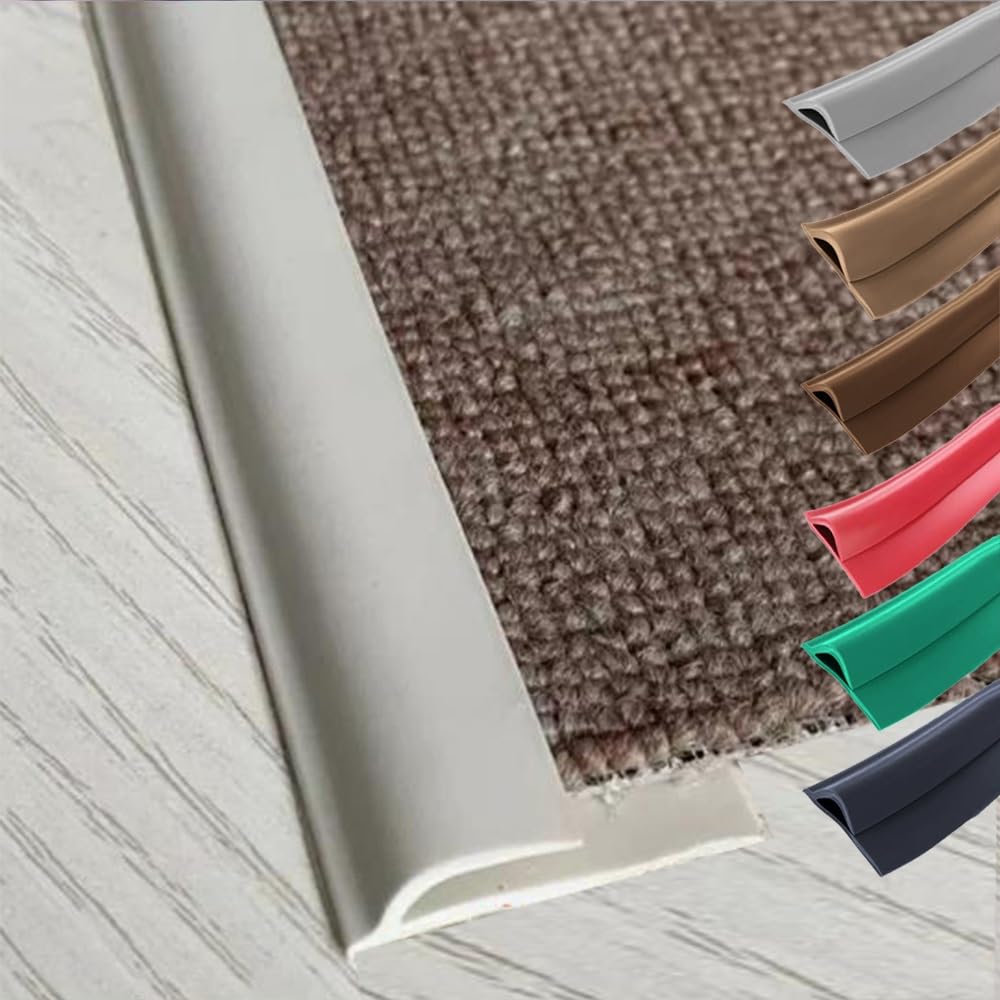 QSPNVFB Carpet Floor Transition Strip Self Adhesive Pvc Carpet Edging Strips, Cuttable Flexible Rug Edge Wrapping, Rugs Height Less Than 8mm(Beige,2.9m(10ft))