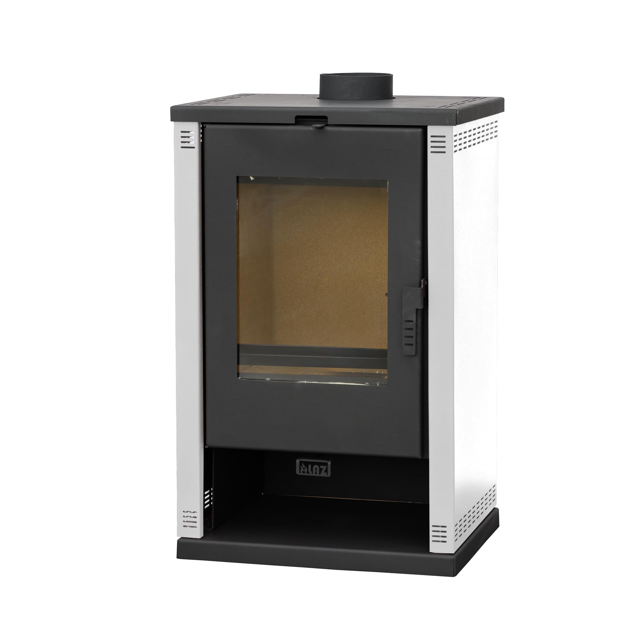 ALAZ K9-MAX Kaminofen 9 kW Weiß Holzofen Schamott-Brennkammer großes Sichtfenster Holzscheite bis 50 cm Energieeffizienzklasse A+