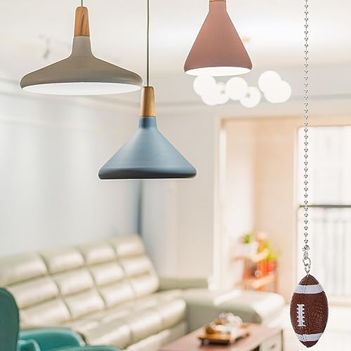 Miniatura 7 de LUOZZY 2 unidades de ventilador de techo cadena de fútbol decorativo tira de cuerda de béisbol rugby colgante de bola con cuentas ventilador