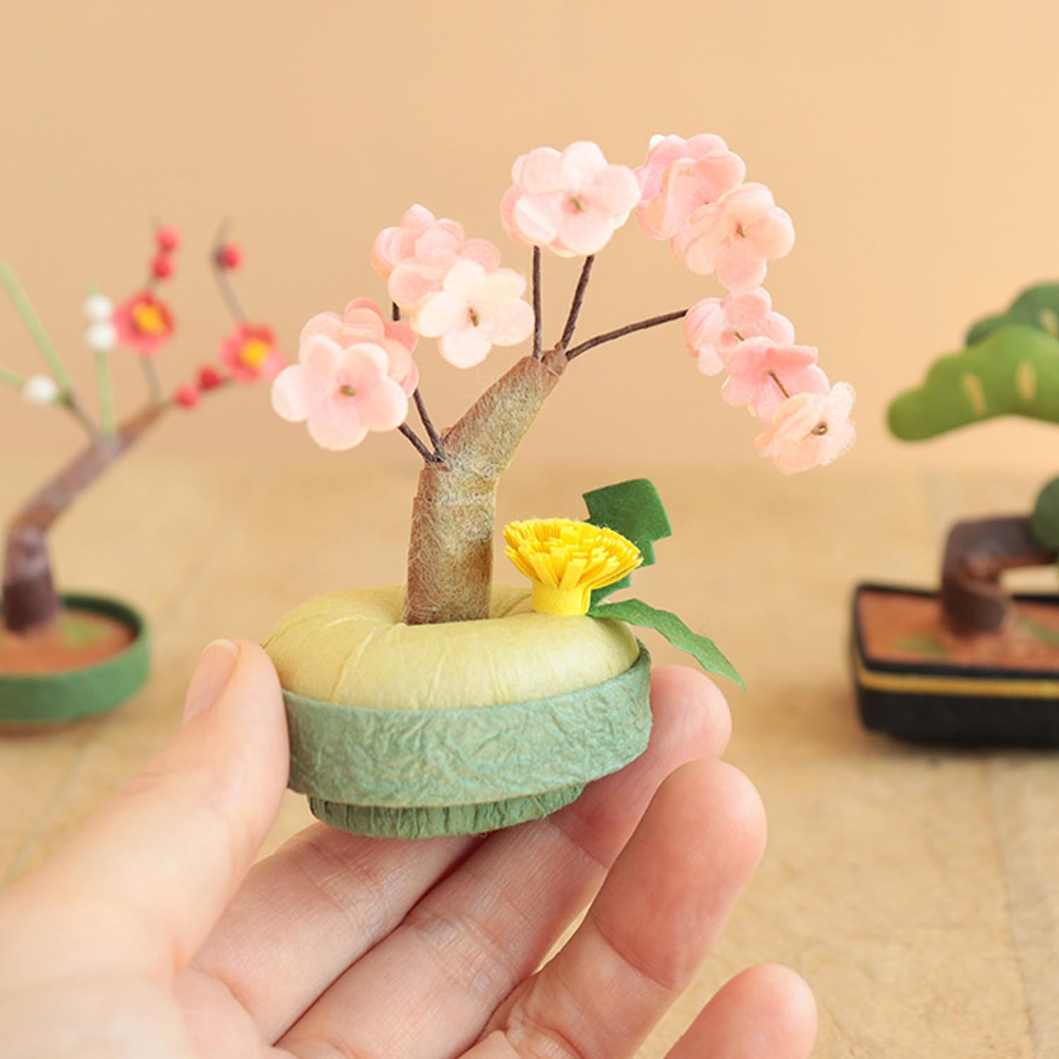 Amazon.co.jp: めでたや 和紙 置物 ミニ 盆栽 しだれ桜 春の飾り