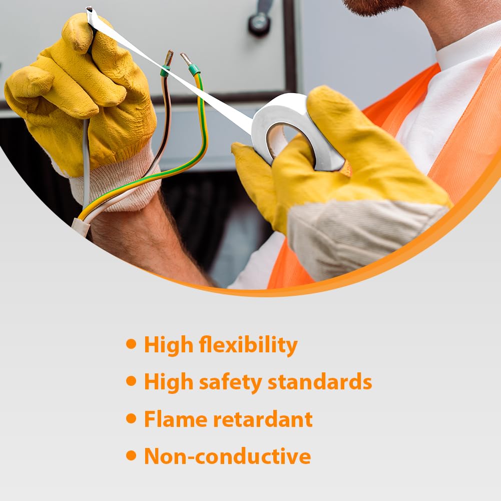 Nastro Isolante Elettrico - 6 Rotoli Da 19mm X 20m, PVC Bianco, Per Isolamento E Riparazioni - Foto 6