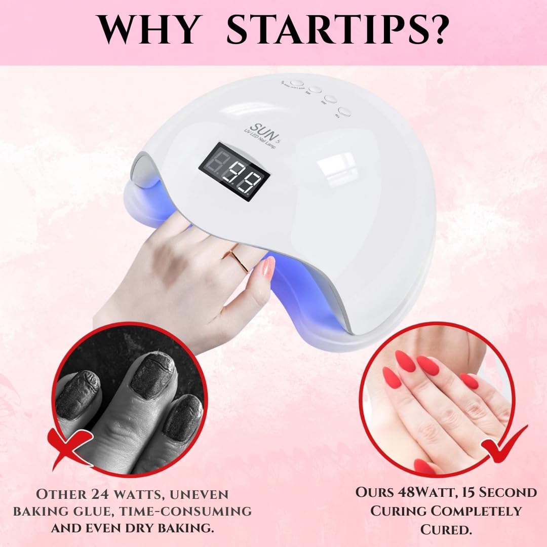 STARTIPS Gel Nail Polish UV Light Lamp Nail Dryer Machine And Nail Paint Dryer Machine For Nails Art White, uv light for resin art drying, all in 1 uv led drying machine. Sun 5 uv lamp - Image 8 thumbnail
