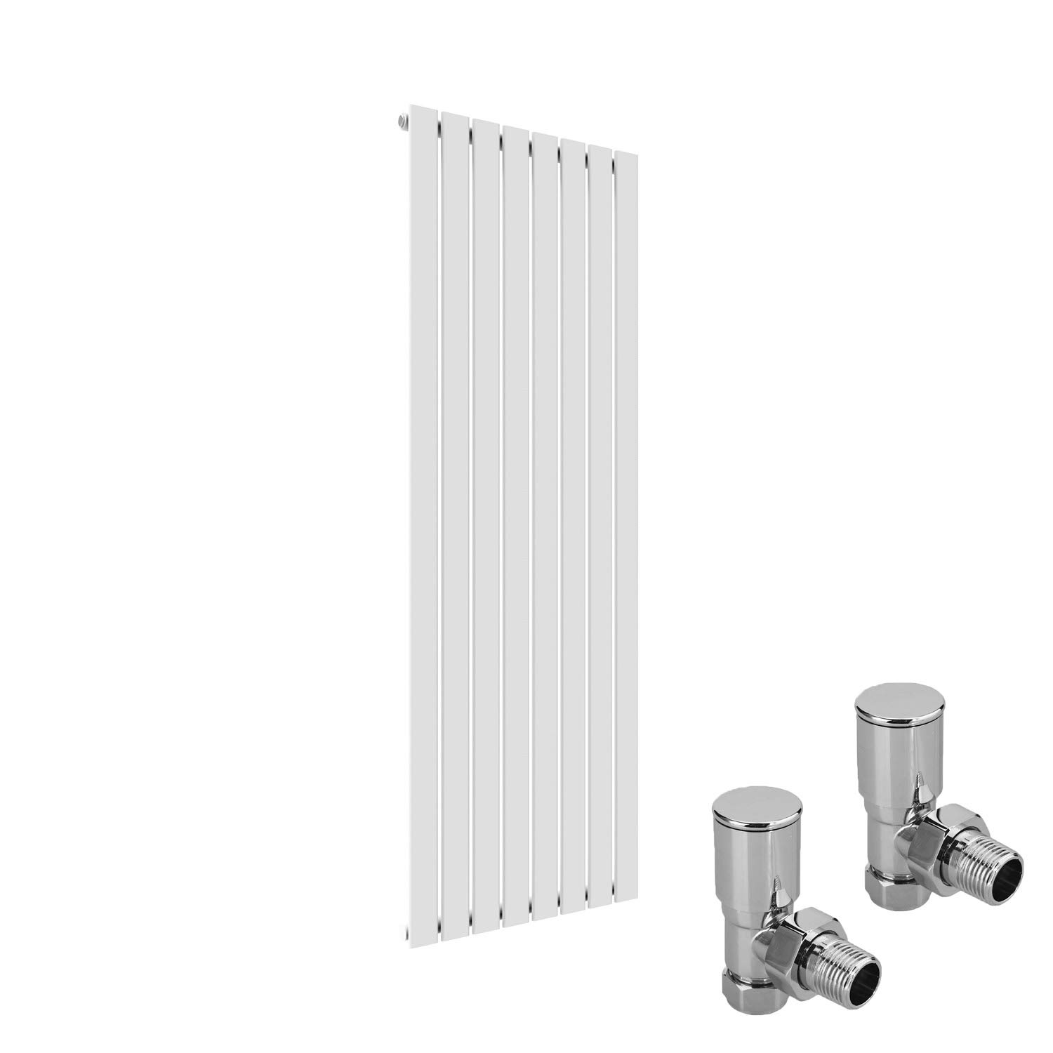 ELEGANT Modern Vertical Radiator Single Designer White Tall Upright Radiators Central Heating Wall Panel 1800 x 608 mm with Chrome Valves โ image 1