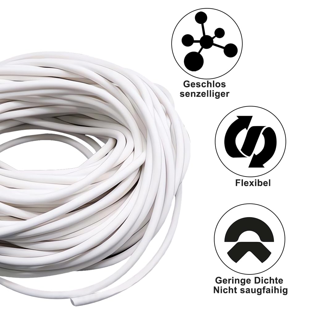Cordone sigillante per fughe Ø 4 mm in silicone rotondo guarnizione schiuma bianca