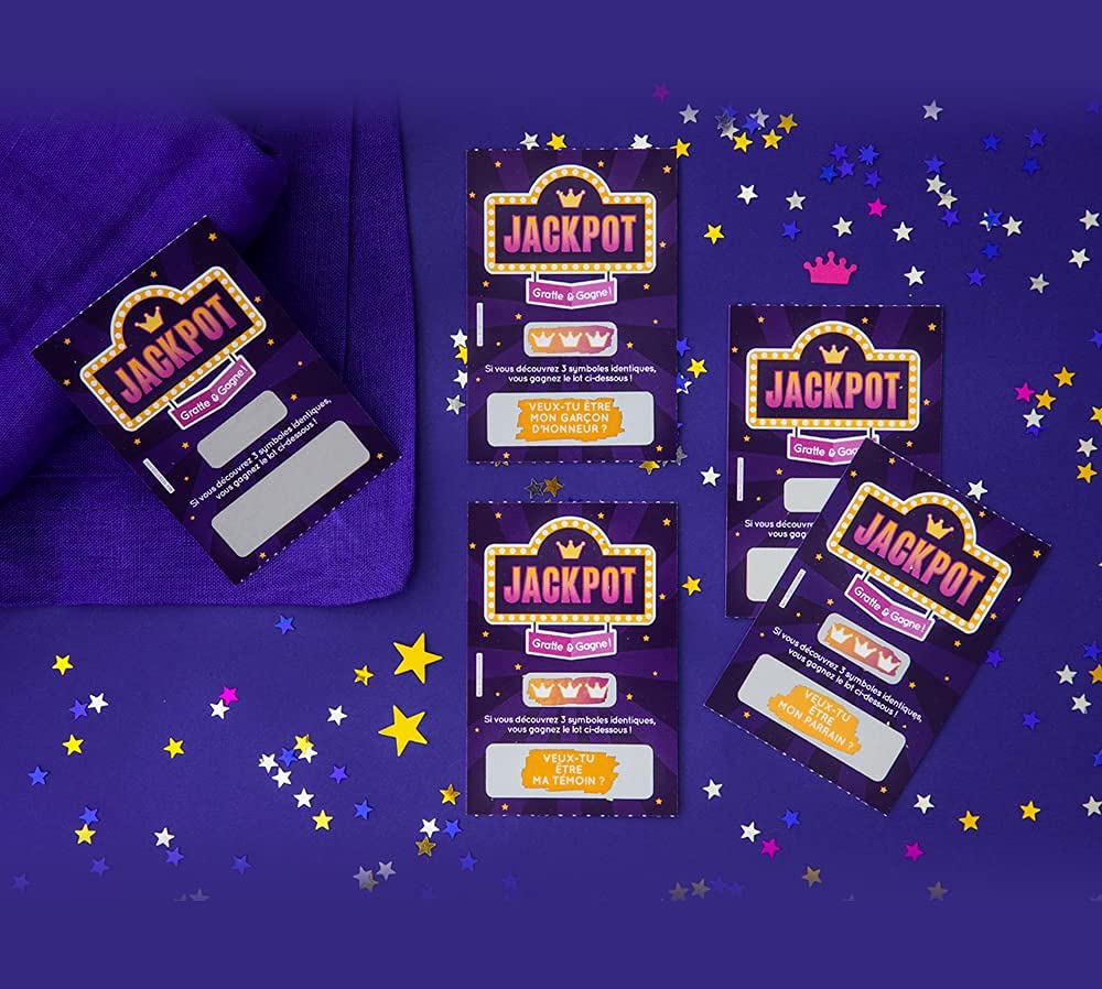 Carte à gratter demande témoin demoiselle d'honneur parrain marraine style ticket de jeu