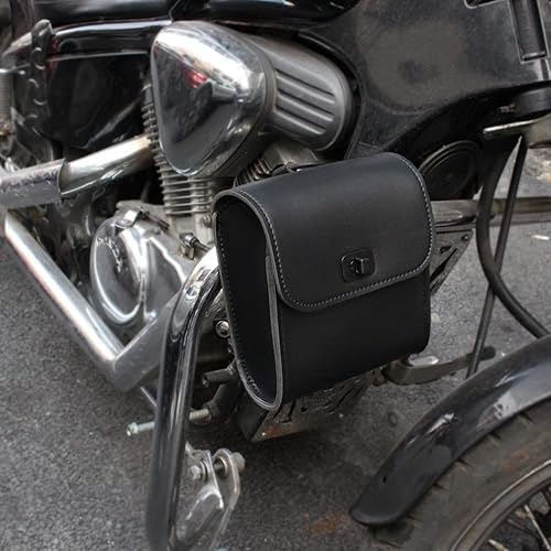 Miniatura 4 de Mini bolso de montaje en manillar, Bolsas de cuero PU para motocicleta, Bolsa de bicicleta de montaña, Bolsa universal para herramientas de