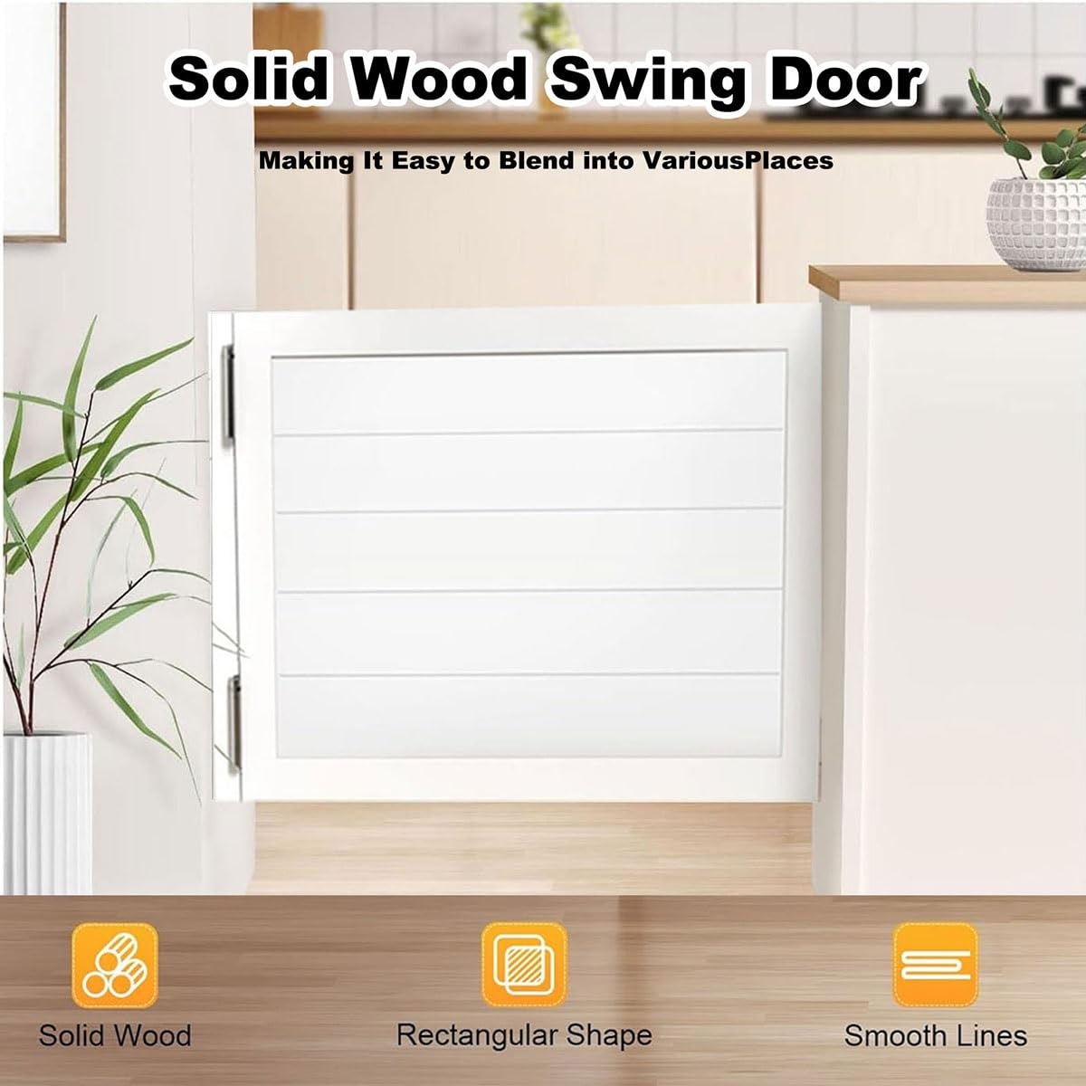 Porta a Battente in Legno, Porta da Saloon oscillante, Singola Porte Battente Interne Porte a Mezza Vita per Bar, Giardino e salotti, con Chiusura Automatica(White,30.7"x39.4"(78x100cm))