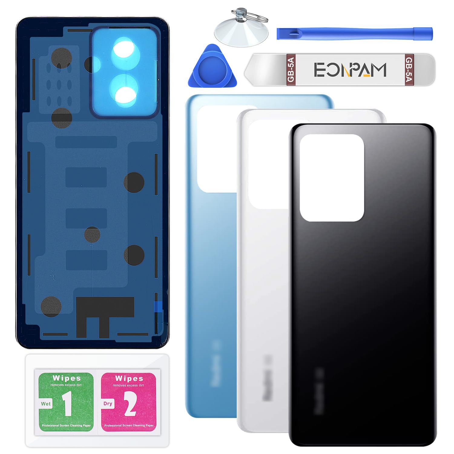 Eonpam Back Glass Replacement for Xiaomi Redmi Note 12 Pro+ Plus Back Cover Rear Housing Repair Tool Kit Genuine Rear Glass (Black) | Original quality
