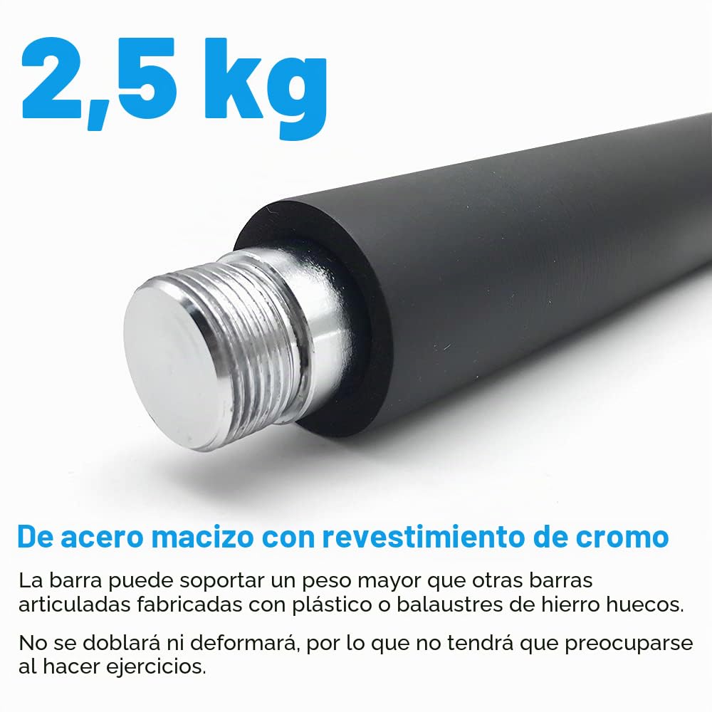 Northdeer Barra de conexión de acero macizo para mancuernas (2,5 kg, 65 cm, compatible solo con pesas Northdeer)