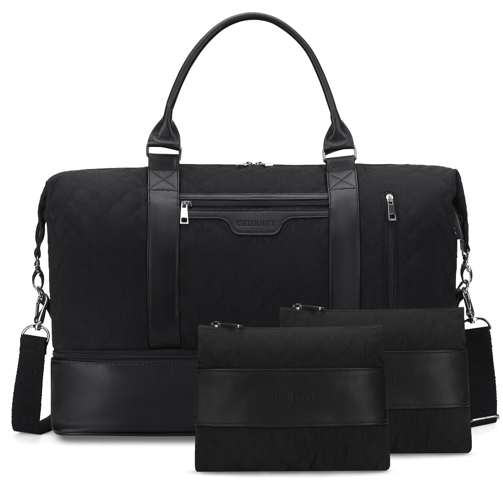 OeihuivtWeekender Bags For Women With Shoe Compartment Large Capacity Travel Overnight Bags Perfect For Travel/Gift (2Pcs Set)