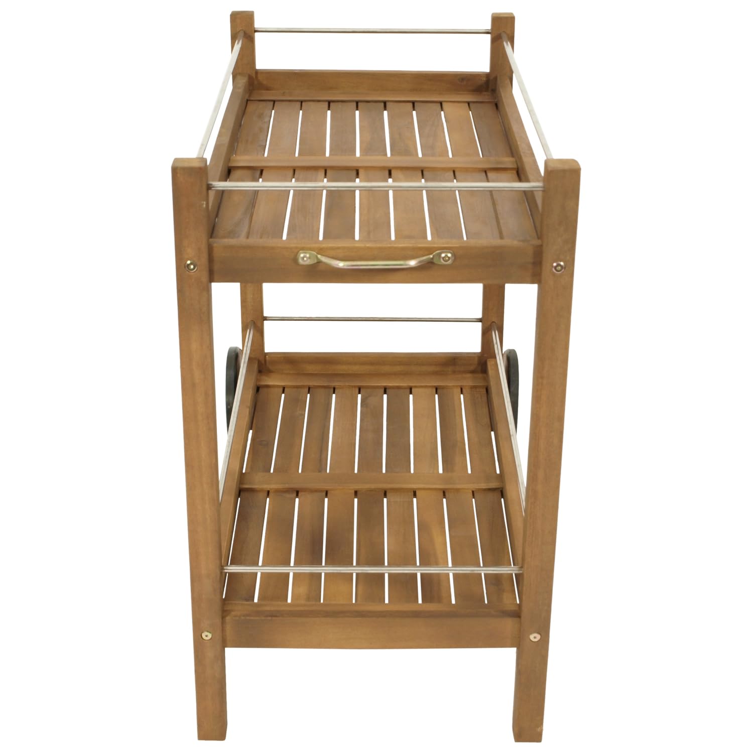 DEGAMO Barwagen Servierwagen Cape TOWN92x84x83cm, Zwei Ebenen, Holz Akazie braun geölt, Outdoor