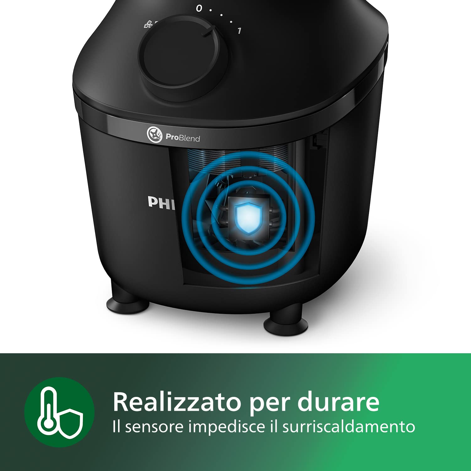 Philips Domestic Appliances Frullatore Con Base, 450 Watt, Tecnologia Problend, 1,9 Litri Serbatoio In Plastica, Incl. Bottiglia Per Bere, Nero, HR2041/41