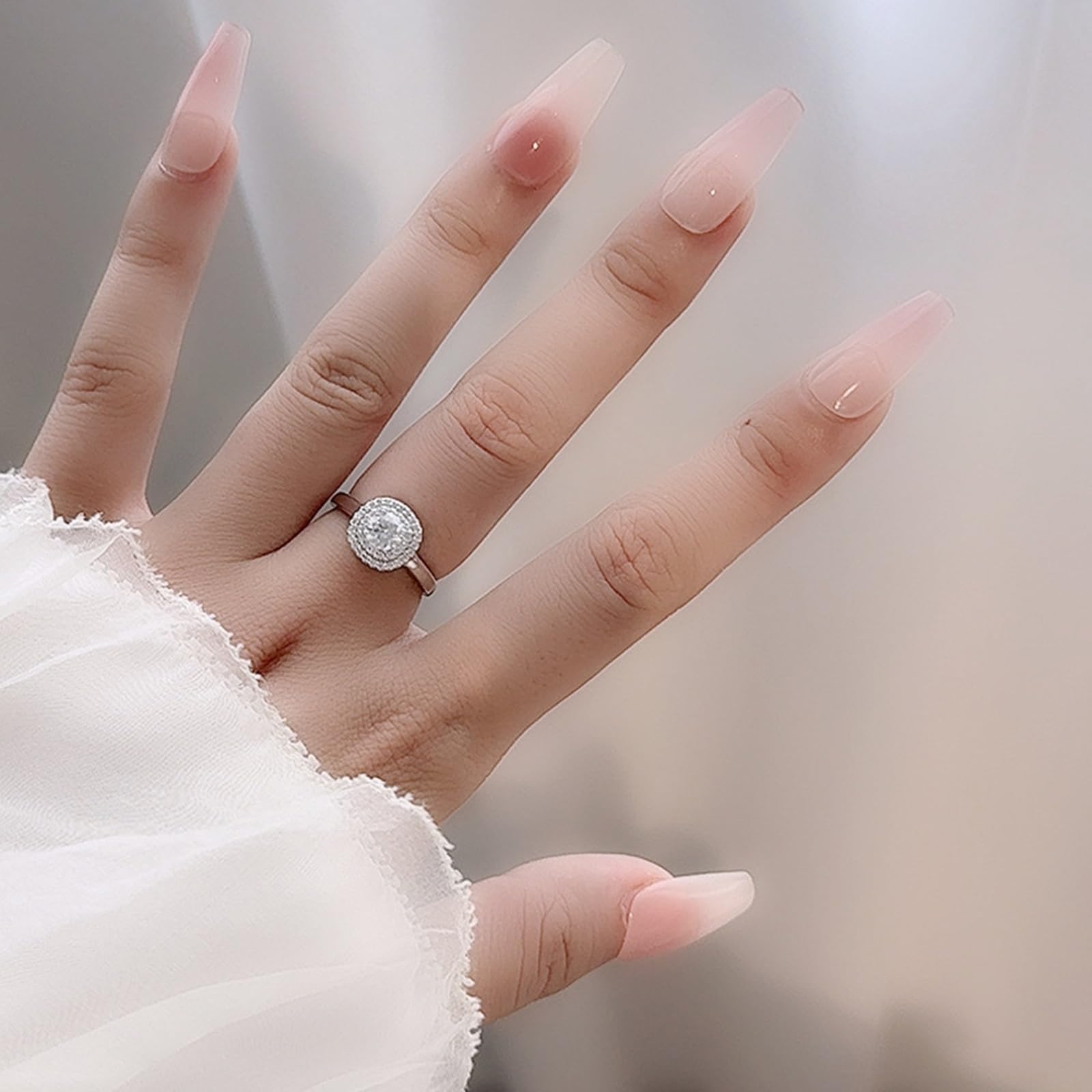 Pierścionek damski z białego złota, pierścionek zaręczynowy, prawdziwe złoto, 0,5 ct Moissanite Halo, pierścionek ślubny dla kobiet