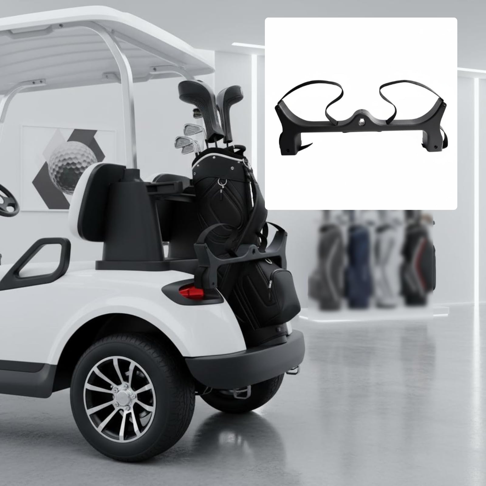 Perfeclan Carrier Soporte Portabolsas para Carrito de Golf Estructura con Orificio Central y Pestañas de Montaje Plástico Resistente